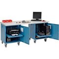 Global Equipment 72 x 30 Mobile Pedestal Computer Workbench - Plastic Square Edge - Blue 318646BL